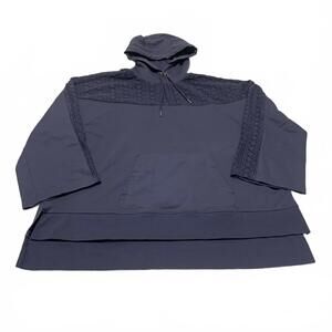 June & Vie Women's Size Large 18-20 Slate Blue Hoodie Sweatshirt Textured Detail